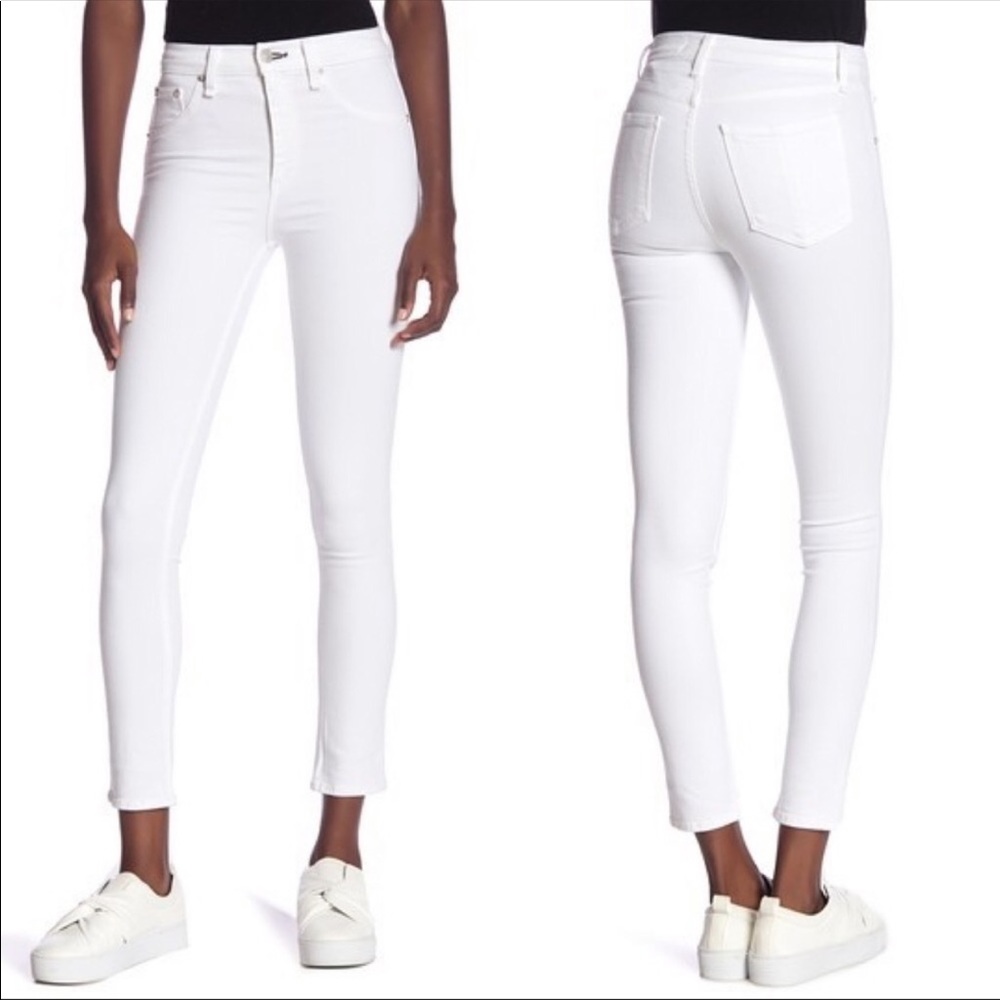 Rag & Bone High Rise Ankle Skinny Jeans Blanc 27